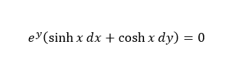 e (sinh x dx + cosh x dy) = 0
