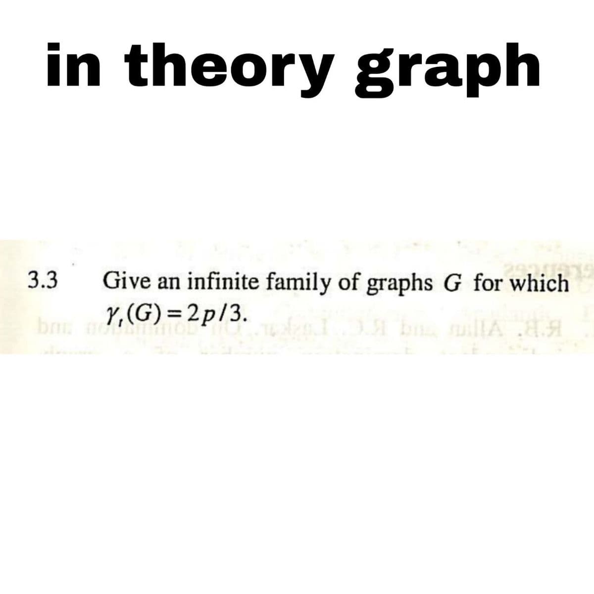 in theory graph
291117
3.3 Give an infinite family of graphs G for which
bru Y,(G)=2p/3.