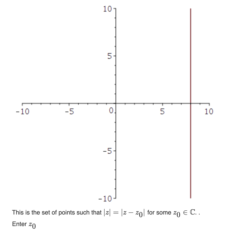 10-
5
-5
-10
5
10
-10-
This is the set of points such that |z| = |z − zo| for some zo € C. .
Enter 20
-5-