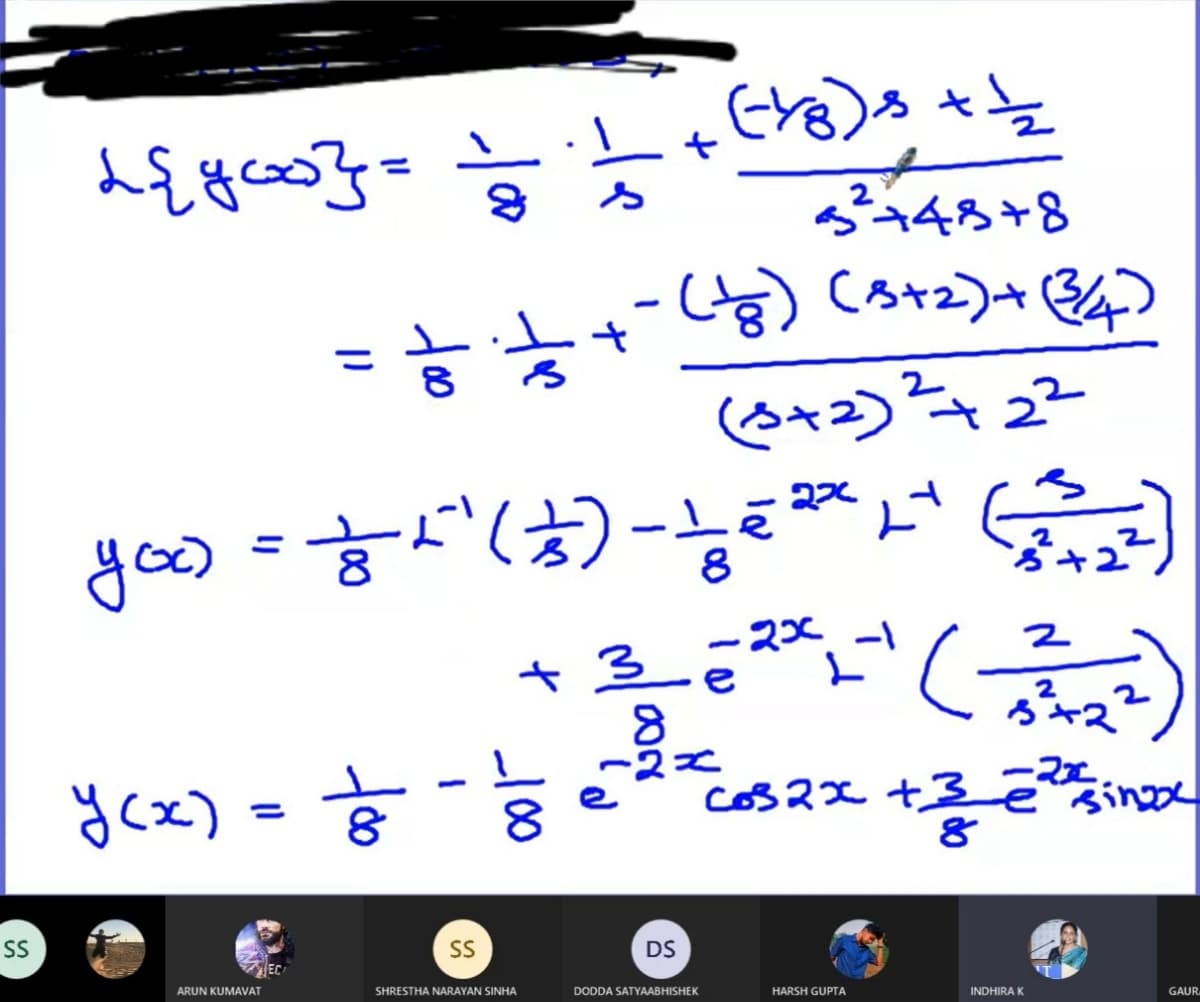 s48+8
2
%3D
8
-2x -1
+3 ē
ろス
ycx)
cos2x +3ézinz
e singx
SS
SS
DS
EC
ARUN KUMAVAT
SHRESTHA NARAYAN SINHA
DODDA SATYAABHISHEK
HARSH GUPTA
INDHIRA K
GAUR
too
