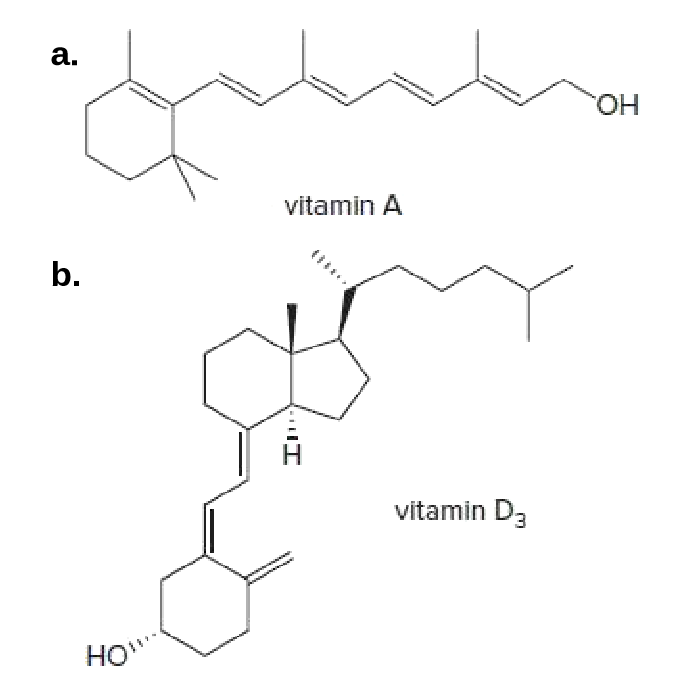 a.
HO.
vitamin A
b.
vitamin D3
HO"
