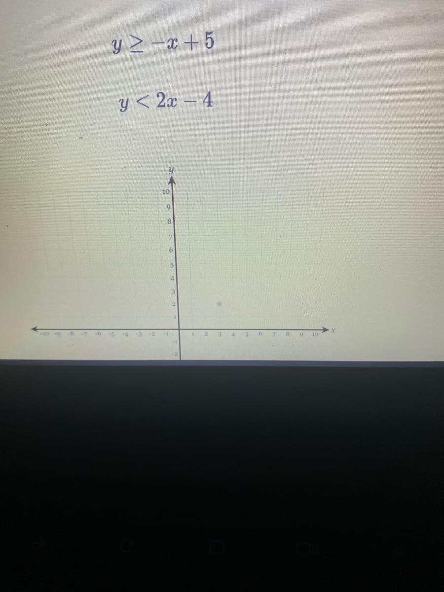 y 2-a + 5
y<2x- 4
10
3.
-10 9 -8 -7 -6 -5 -4 -3 -2 -1
2.
4 56
8
9 10
