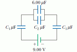 6.00 иF
C,µF =
C2 µF
9.00 V
