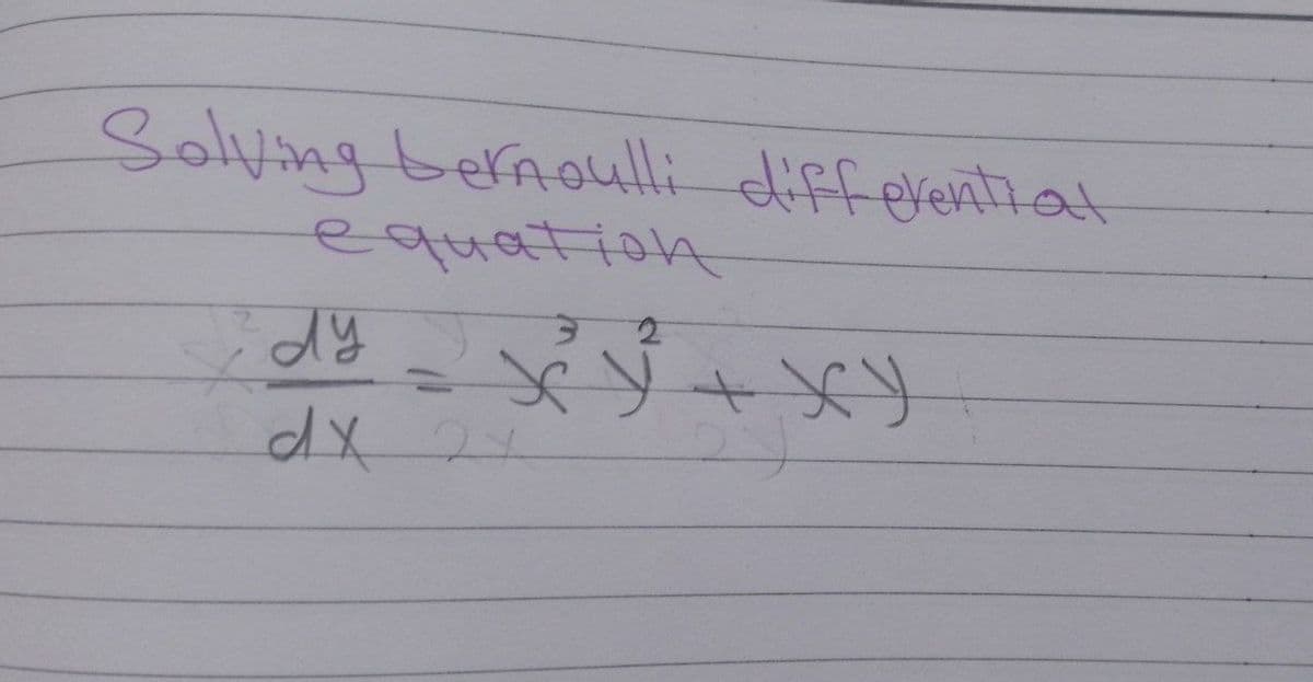 Solving bernoulli differential
equation
w/
