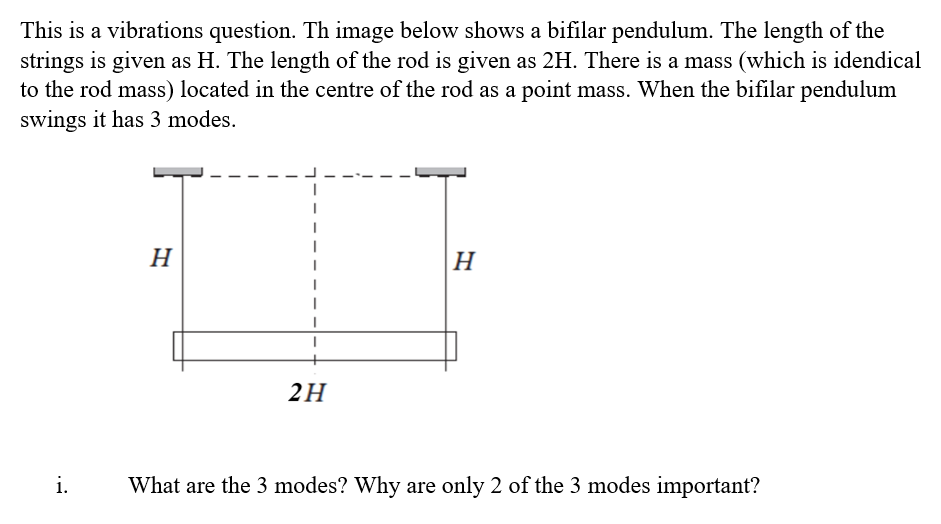H
H
2H
i.
What are the 3 modes? Why are only 2 of the 3 modes important?
