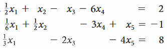 x, + X — х, — бх,
x1 + ix2
- 3x4 + x5 = -1
3X1
2х,
- 2x3
– 4x5 =
8.
||
