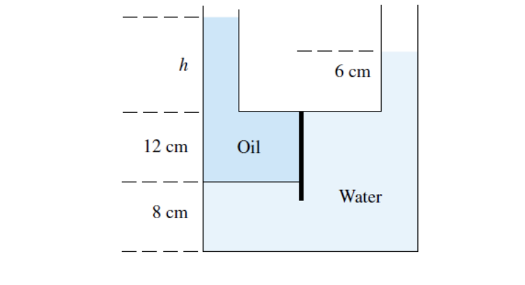 h
12 cm
8 cm
Oil
6 cm
Water