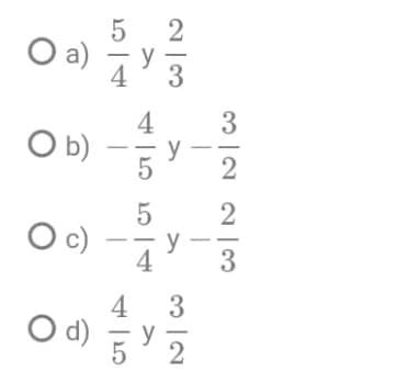 2
a)
y
4
3
4
3
O b)
y
2
5
2
c)
y
4
3
3
4
d)
5 2
