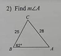 2) Find mLA
с
25
Z62
B
28
A