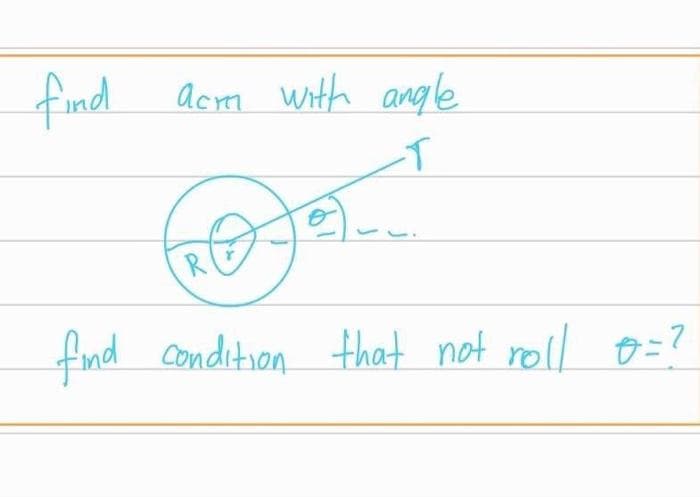 find
acm with angle
-T
R
Do
find condition that not roll o=?