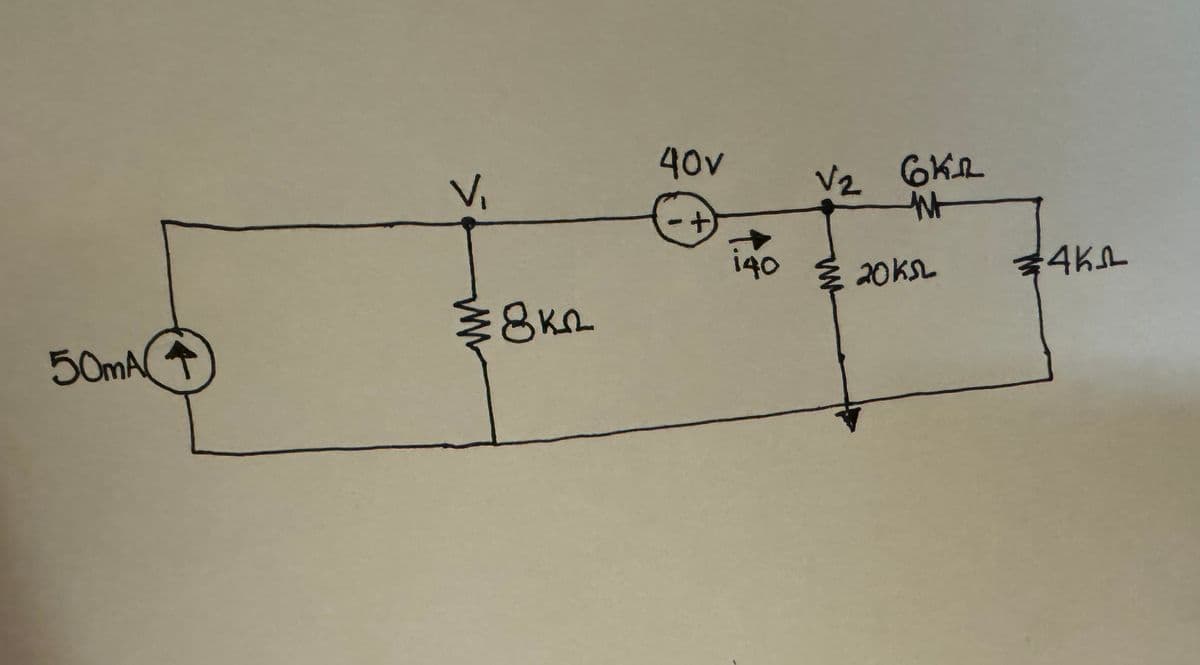 V₁
40v
V2 6KR
+
++
140
20KSL
4K
≤8KM
50mA